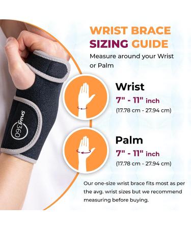 SNUG360 Adjustable Wrist Brace with Splint for Carpal Tunnel & Arthritis - Right Hand Support with Removable Aluminum Splint - Buy Online on GoSupps.com