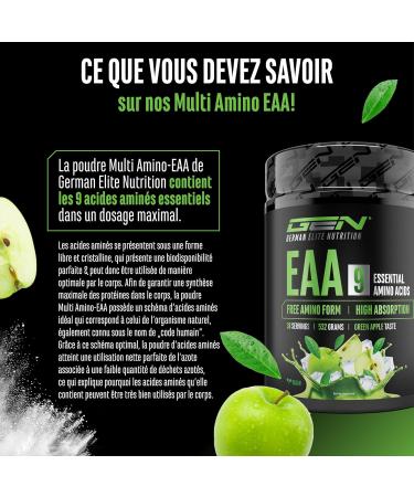  GEN GERMAN ELITE NUTRITION EAA Powder 532g (38 servings) - The 9 essential amino acids including histidine & BCAAs - Human Code Formula - Vegan - Very - Buy Online on GoSupps.com