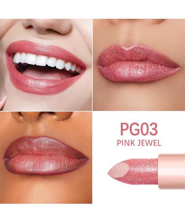Oulac Pink Shimmer Lipstick - Moisturizing Tinted Lip Balm with Glitter, Shea Butter, Vegan & Gluten-Free - Pink Jewel (PG03) - Buy Online on GoSupps.com