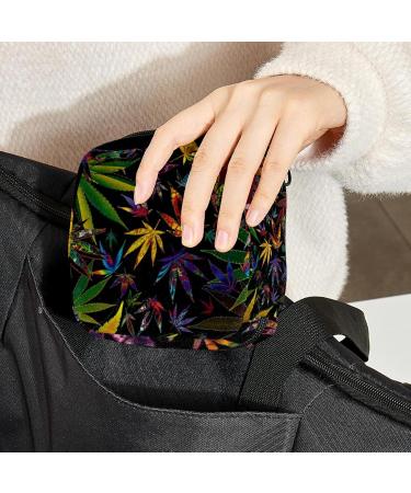 Colorful Weed-Leaf Menstruation Bag | Portable Napkin & Menstrual Cup Storage for Teens & Women - Buy Online on GoSupps.com