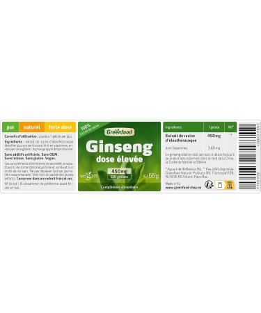 Greenfood Ginseng (Siberian Ginseng) 450 mg High Dose 120 Capsules No Artificial Additives No Genetic Engineering Vegan. - Buy Online on GoSupps.com