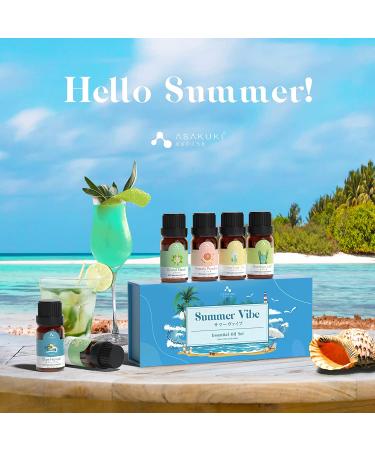 ASAKUKI Summer Vibe Essential Oil Gift Set - Blue Hawaii, Mojito, Grand Neroli, and More - 6x10ml Premium Fragrance Oils for Diffusers - Buy Online on GoSupps.com