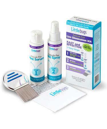 Littlebugs Lice Treatment 3-Step Easy Elimination Kit - Comb, Serum, Spray