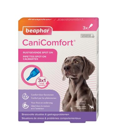 BEAPHAR CANICOMFORT - Calming pipettes with pheromones for dogs and puppies Reduces stress and unwanted behavior without dependence or drowsiness for up to 3 weeks 3 pipettes of 1 ml