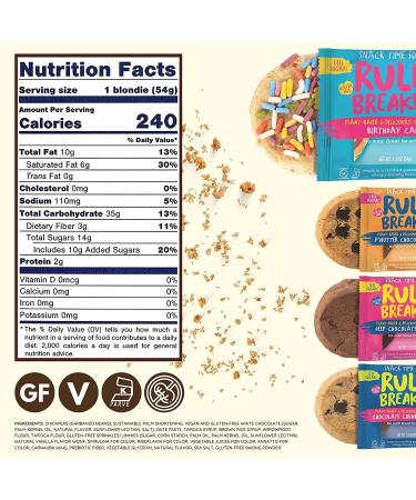 Rule Breaker Snacks Vegan Gluten Free Variety Pack Blondie Brownie Cookies | Plant-Based Dairy Nut Soy Allergen Free Kosher | Soft-Baked Lunchbox Snacks for Kids & Adults | Birthday Cake Blondie & Chocolate Chip Brownie - Pack of 4 - 1.9 oz - Buy Online on GoSupps.com