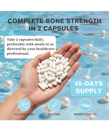 Marine Calcium Bone Density & Strength Supplement Maximum Absorption Pearl & Icelandic Marine Algae Calcium - with Magnesium Vitamin D3+K2 Organic 70+ Ocean Minerals for Bone Health 45 Days Supply - Buy Online on GoSupps.com