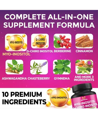 BMVINVOL Inositol Supplement - Myo-Inositol and D-Chiro Inositol Ideal 40:1 Ratio - Plus Berberine Cinnamon Ashwagandha + 5 More - 30 Capsules - Buy Online on GoSupps.com
