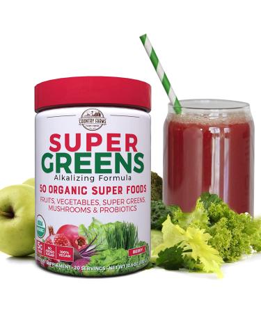 Country Farms Super Greens Alkalizing Formula Berry - 10.6 oz (300g) | Boost Energy & Detoxify - Buy Online on GoSupps.com