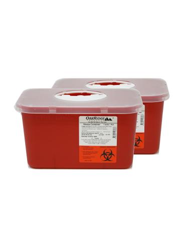 Oakridge Sharps Container - 1 Gallon (2 Pack) - Easy use Rotating lid Design