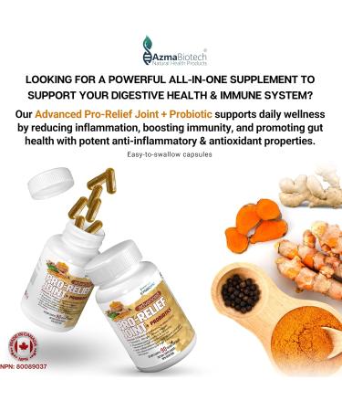 AzmaBiotech Turmeric Supplements for Joint & Gut Health 1050mg Curcumin with Black Pepper Ginger & Probiotics 10 Billion CFU Advanced Inflammation Relief Vegan Non-GMO 90 Veggie Capsules Made in Canada Tumeric Curcumin with Ginger & Black Pepper - Buy Online on GoSupps.com