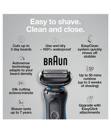 Braun Series 5 5020 Electric Razor for Men Foil Shaver with Beard Trimmer - Rechargeable, Wet & Dry with EasyClean - Black - Buy Online on GoSupps.com