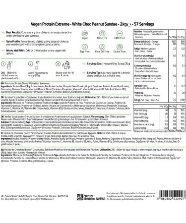 The Protein Works - Vegan Protein Extreme | White Choc Peanut Sundae | 29g Plant Based Protein | Vitamin Blend | 57 Servings | 2kg - Buy Online on GoSupps.com