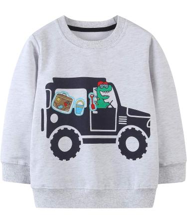 Kids Dinosaur Sweatshirt - Cotton Long Sleeve Pullover for Boys, 6-7 Years - Buy Online on GoSupps.com
