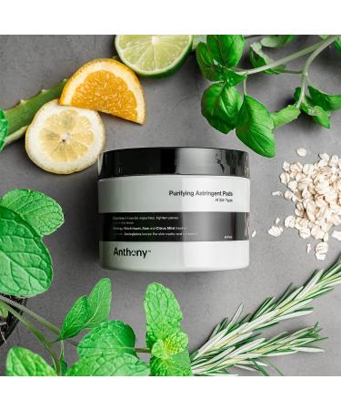 Anthony Witch Hazel Pads 60-Count - Purifying Astringent Toner Pads with Aloe Vera & Citrus Mint for Clean Pores, Shine Control, and Impurity Elimination - Buy Online on GoSupps.com