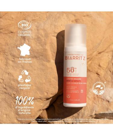 Laboratoires de Biarritz - Cr me Solaire B b et Enfant - SPF50+ - Certifi e Bio - Visage et Corps - Sans Parfum - D s 6 Mois - 100 ml - Fabriqu en France SPF50+ (nouvelle version) - Buy Online on GoSupps.com