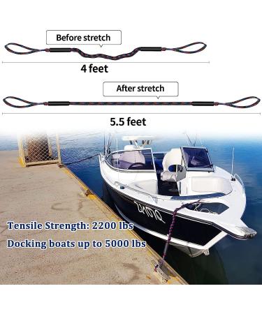 Botepon Boat Bungee Dock Lines - 4ft, Stretches to 5 1/2ft - Pontoon & Bass Boat Accessories for Men - Mooring Lines for Secure Docking - Buy Online on GoSupps.com
