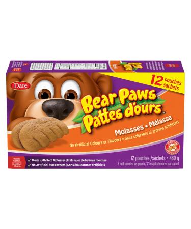 Bear Paws Molasses Cookies - Soft Cookie Snack Packs School Snacks Made With Real Molasses Peanut Free Family Pack 480g 12 Pouches Molasses 480g (12 Pouches)