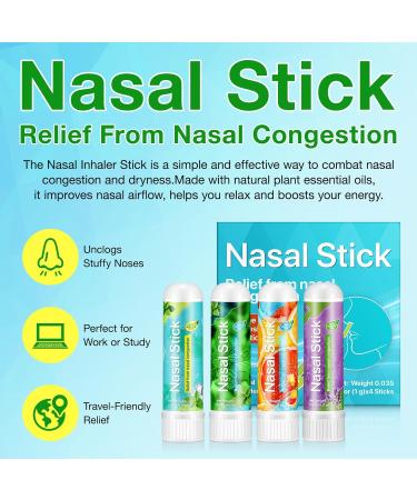 Ruduwu 4 Pack Nasal Stick Nasal Inhaler Stick Nose Inhaler Boost Energy Set Inhaler Sinus & Congestion Relief Daily Relaxation Stress Relief Pure Natural Ingredients - Buy Online on GoSupps.com