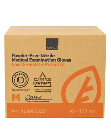 Abena Nitrile Medical Exam Gloves Fentanyl Resistant Chemo-Rated Textured Tips Disposable Latex Free Powder Free Non-Sterile Dark Blue Medium 100ct Box (Case of 10) Box of 100 (Case of 10) Medium CASE