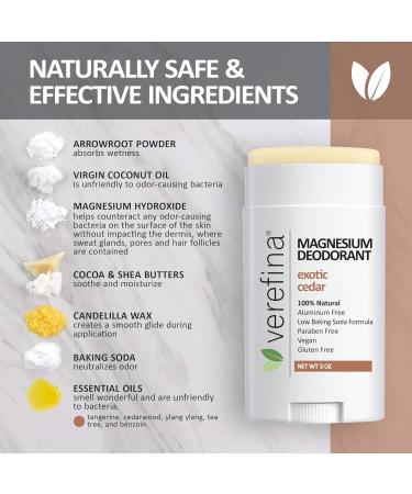 Aluminum Free Deodorant For Men & Women | All Natural | Hypoallergenic | Paraben Free | Non Toxic | Cruelty Free | Vegan | Natural Deodorant For Sensitive Skin | 3 Oz Stick Exotic Cedar 3 Ounce (Pack of 1) - Buy Online on GoSupps.com