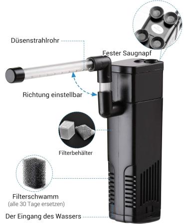 NICREW Adjustable Flow Aquarium Internal Filter - Quiet 3.5W Water Pump for Aquariums up to 20L | Efficient 150 L/h Filtration - Buy Online on GoSupps.com