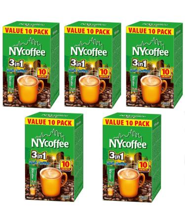 NY Coffee 3 in 1 Irish Coffee (50 Sachet in Total) 10 Sachets x 5 Pack Boxes Work Office Home Caravan Boat