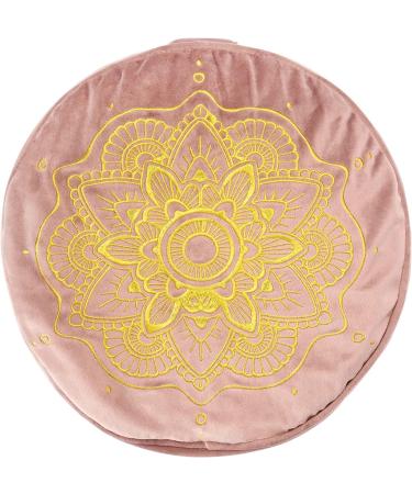 Traditional Tibetan Zafu Meditation Cushion - Soft Velvet with Embroidery - Rose Quartz - Buy Online on GoSupps.com