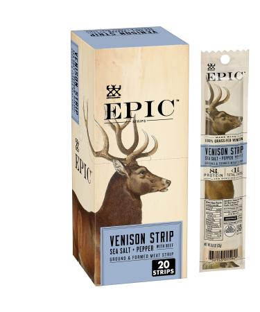 EPIC Venison and Beef Strips Keto Friendly, Whole30, 0.8 oz Strips (Pack of 20) 0.8 Ounce (Pack of 20) Strips