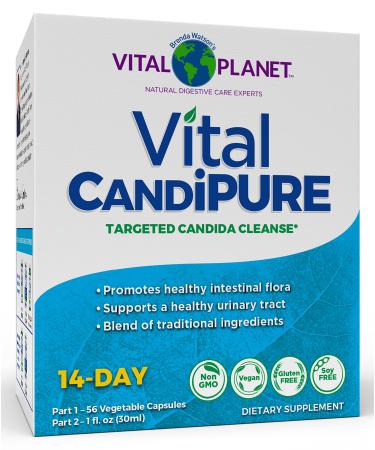 Vital Planet - Vital CandiPURE Intestinal Cleanse Formulated to Maintain a Healthy Intestinal Balance 2-Part - 14 Day Kit 56 Capsules and 1fl oz Liquid Herbal Extract