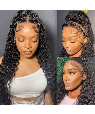 NANTLIY 20 inch Water Wave Brazilian Human Hair Lace Front Wig for Black Women - Pre Plucked 150% Density HD Transparent Lace Frontal Wig - Natural Color - Buy Online on GoSupps.com