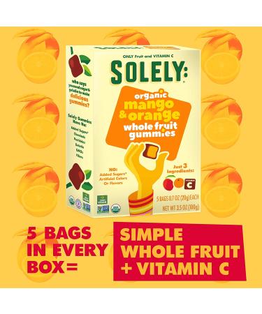 SOLELY Organic Mango Orange Fruit Gummies 3.5 oz | Vegan & Natural | Pack of 5 - Buy Online on GoSupps.com