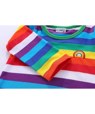 Mud Kingdom Boys Rainbow Stripe T-Shirt - Green, 5 Years | Long Sleeve - Buy Online on GoSupps.com