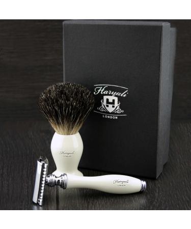 DE Safety Razor with Black Badger Hair Brush - Premium Shaving Experience | International Shipping - Buy Online on GoSupps.com