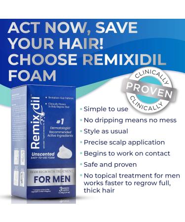 Remixidil Men s 5% Minoxidil Foam | Clinically Proven Hair Regrowth Treatment | No Scalp Irritation | 3-Month Supply for Hair Loss - Buy Online on GoSupps.com