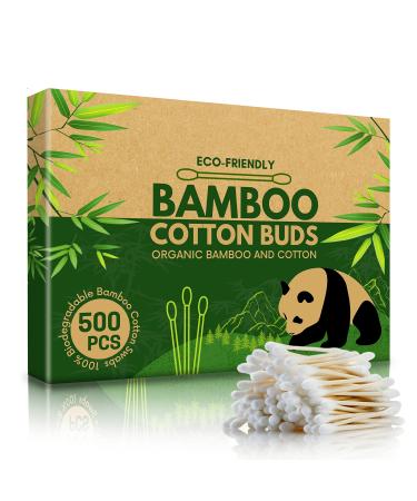 EcoWisper Bamboo Cotton Buds - 500 Eco Friendly Bamboo Earbuds Cotton Swabs - Plastic Free Baby Cotton Buds Biodegradable - Ear Buds for Makeup Crafts Cleaning & Baby Hygiene white