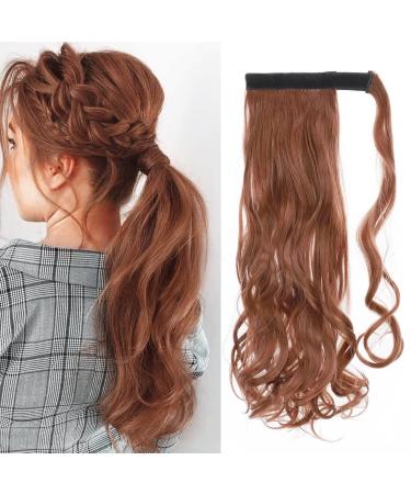 Tess ponytail extension brown 40 cm reddish brown & orange wavy braid extension horsepower hair part 90g long hair extension braid 40 cm-corrugated red-brown & orange