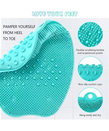 AMOBON Shower Foot Scrubber Mat - Non-Slip Silicone Cleaner for Dead Skin Removal and Foot Massage | Green - Buy Online on GoSupps.com