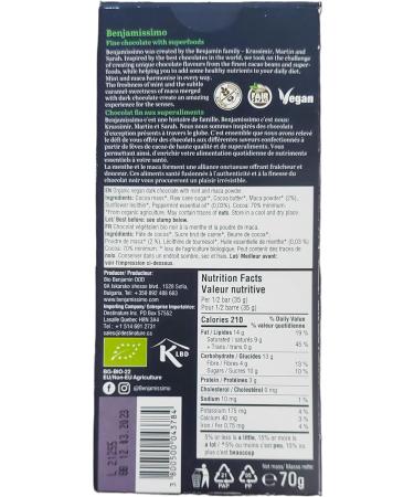 Benjamissimo Organic Vegan Chocolate Bars 70g (Mint Maca Single) Mint Maca Single - Buy Online on GoSupps.com
