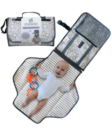 Portable Nappy Changing Mat - Waterproof Change Mat with Clutch - Travel Changing Pad Organizer - Baby Changing Kit with Bonus Loop for Toys - BPA Free
