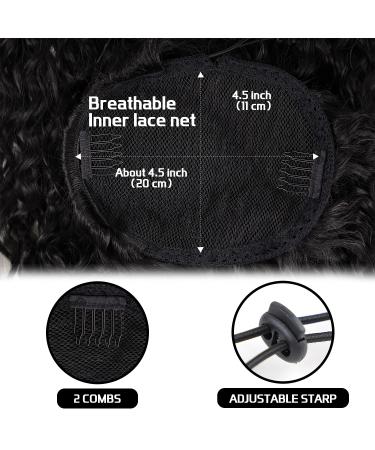 30 Inch Curly Drawstring Ponytail Extensions for Black Women - Natural Black 190g - Human Hair Feel - Thick & Natural Looking - Water Wave Long Ponytail with 2 Clips In - Synthetic Hairpiece - Buy Online on GoSupps.com