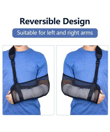 Lightweight Mesh Arm Sling for Shoulder Support | Breathable & Adjustable with Foam Neck Pad - Unisex for Right/Left Arm Injuries (Black) - Buy Online on GoSupps.com