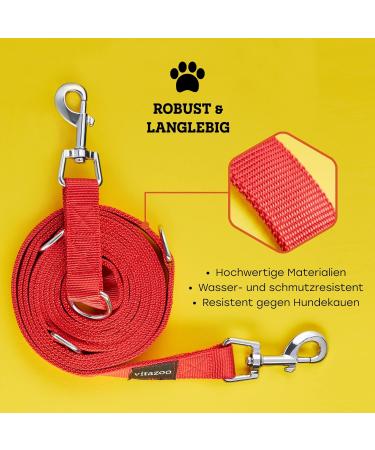 Vitazoo 3m Nylon Dog Leash - Adjustable Guide Lines with Carabiners for All Dog Sizes - Graphite & Red - Buy Online on GoSupps.com