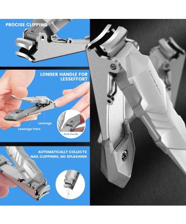 Professional Heavy Duty Nail Clippers for Men with Catcher - Stainless Steel Toenail Clippers for Seniors and Adults - No Splash Self-Collecting Nail Cutter - Buy Online on GoSupps.com