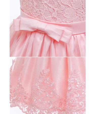 LZH Baby Girls Lace Dress | Bowknot Flower Wedding Pageant Baptism Christening Tutu Gown | Baby Pink | 3-6 Months - Buy Online on GoSupps.com