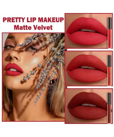 AMY'S DIARY 3Pcs Dark Bright Red Matte Liquid Lipstick Set | Long Lasting Waterproof Formula for Women - Buy Online on GoSupps.com