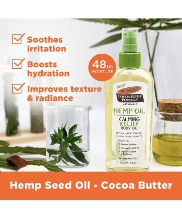 Palmer's Cocoa Butter Hemp Oil Calming Relief Body Oil - 5.1 oz | Moisturize & Soothe Skin - Buy Online on GoSupps.com