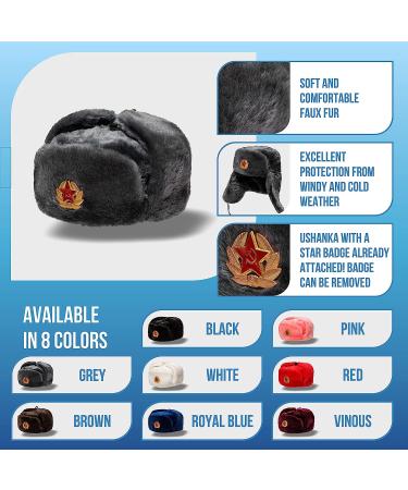 BELEON Ushanka Russian Fur Hat - Soviet Army Trapper Hat - Medium Grey - Buy Online on GoSupps.com