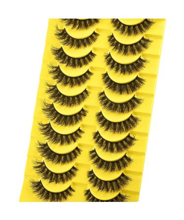 Fluffy Cat Eye False Eyelashes - 10 Pairs Short Mink Lashes for Natural Look | Wispy Volume Lash Pack - Buy Online on GoSupps.com