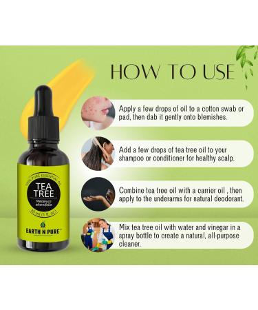 Earth N Pure Tea Tree Essential Oil | Pack of 2 (15 ml Each) | 100% Pure Undiluted Natural and Therapeutic Grade - Perfect for Aromatherapy Skin Therapy & More - Buy Online on GoSupps.com