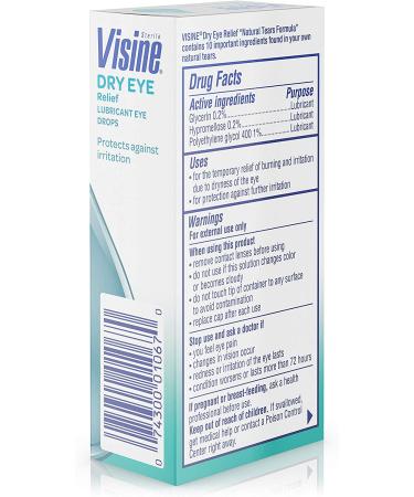 Visine Dry Eye Relief Lubricant Eye Drops 0.5 fl. oz - Soothes and Moisturizes Irritated Dry Eyes - Buy Online on GoSupps.com
